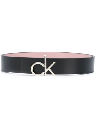 Calvin Klein Logo-buckle Belt In Black