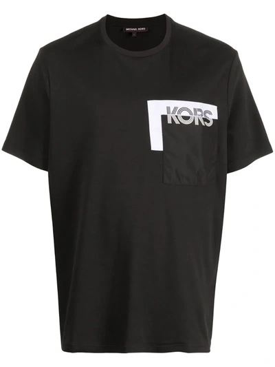 Michael Kors Logo Pocket Crewneck T-shirt In Black