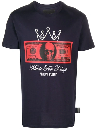 Philipp Plein Money Print T-shirt In Blue