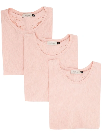 Murmur Distressed Short-sleeve T-shirt In Pink