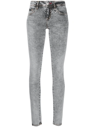 Philipp Plein High Rise Slim-fit Jeans In Grey