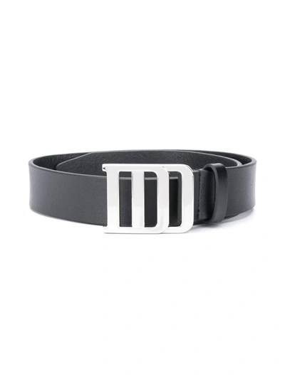 Dsquared2 Kids' Silver Buckle Leather Belt In Black