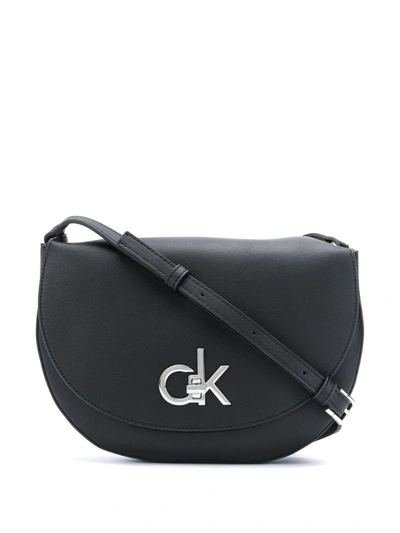 Calvin Klein Re-lock Logo Crossbody Bag In Black