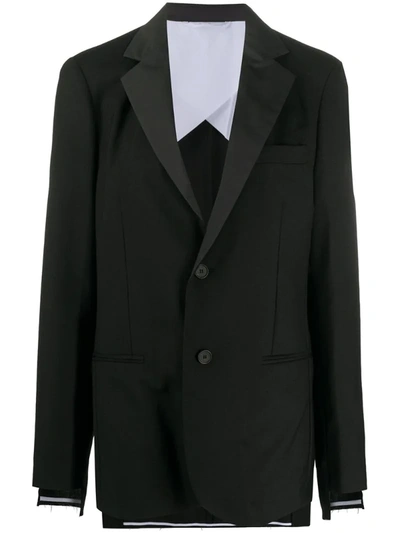 Maison Flaneur Long-sleeved Contrast Lapel Blazer In Black