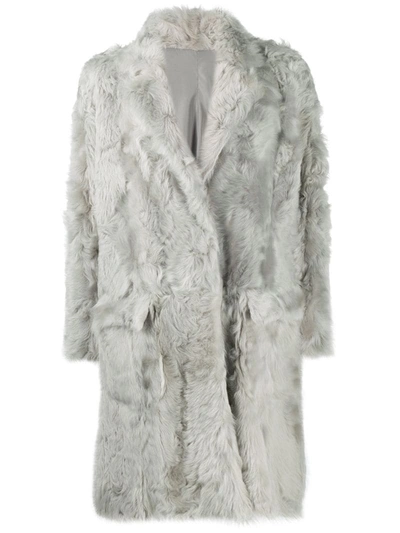Liska Lamb Fur Cocoon Coat In Grey
