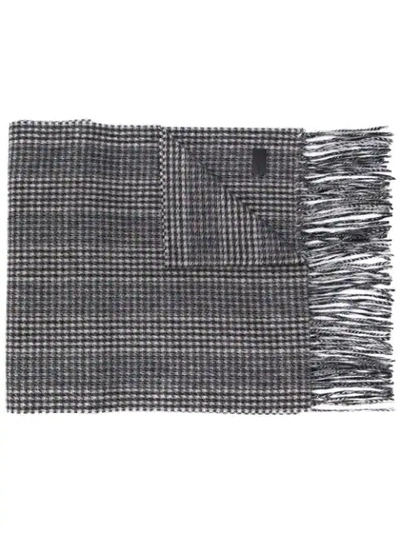 Saint Laurent Houndstooth Scarf In Black