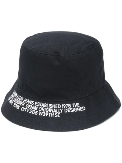 Calvin Klein Jeans Est.1978 Embroidered Cotton Bucket Hat In Black