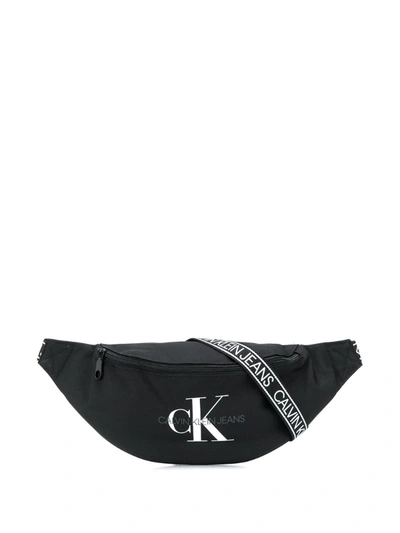 Calvin Klein Logo-print Nylon Belt Bag In Black
