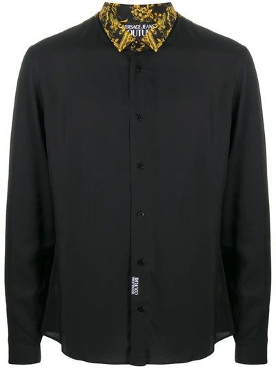 Versace Jeans Couture Logo Baroque-print Panelled Shirt In Black