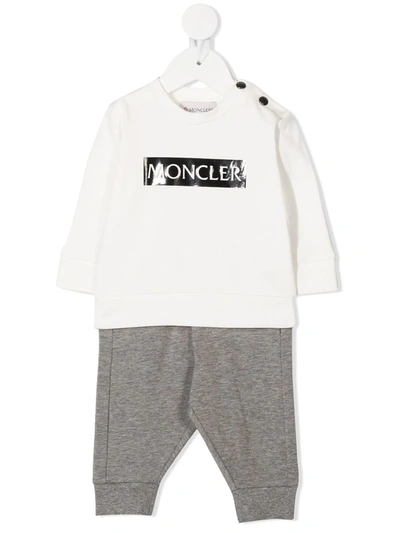 Moncler Babies' Two-piece Vinyl-logo Tracksuit In White