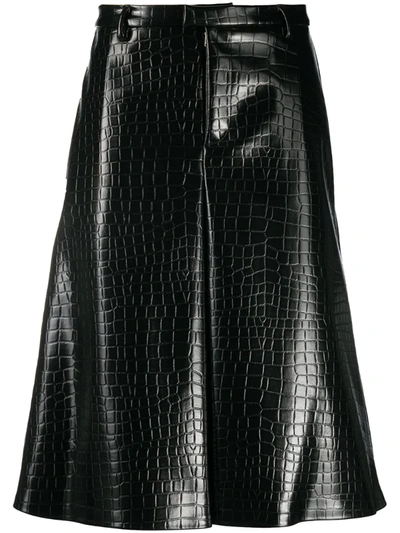 Maison Margiela Embossed Crocodile-effect Shorts In Black