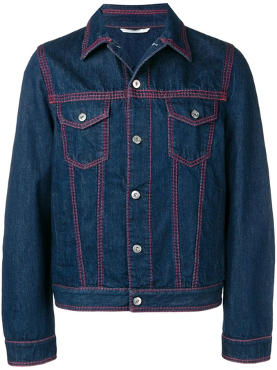Valentino Logo Print Denim Jacket In Blue