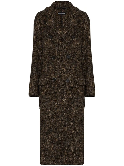 Dolce & Gabbana Double-breasted Brush-look Coat In Brown