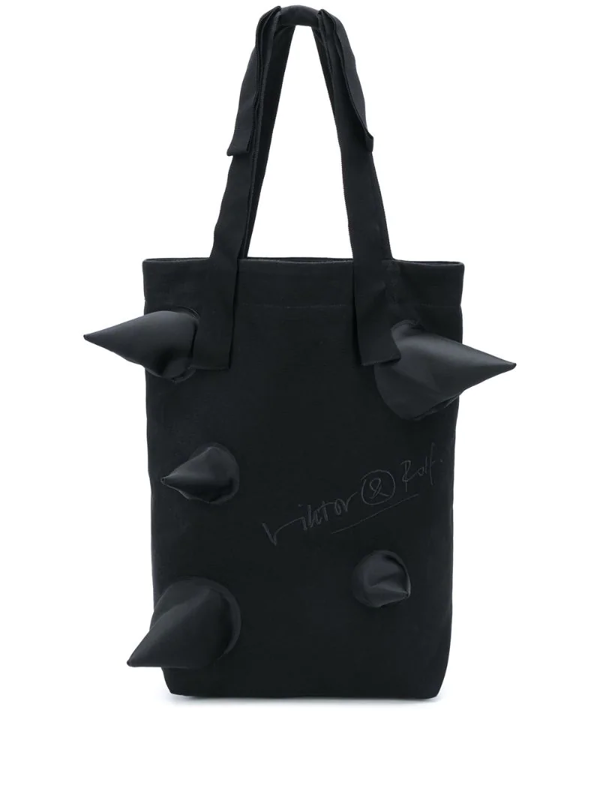 Viktor Rolf Cone Embellished Logo Tote Bag In Black Modesens