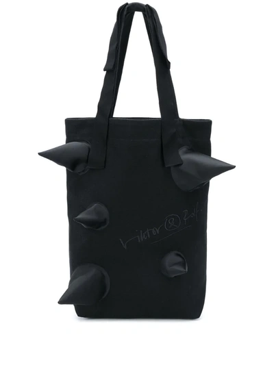 Viktor & Rolf Cone-embellished Logo Tote Bag In Black