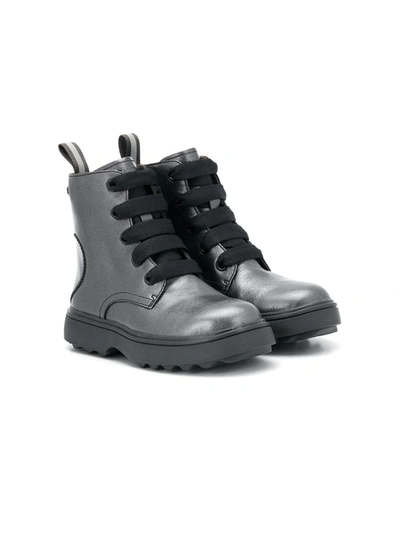 Camper Kids' Lace-up Leather Boots In Lead