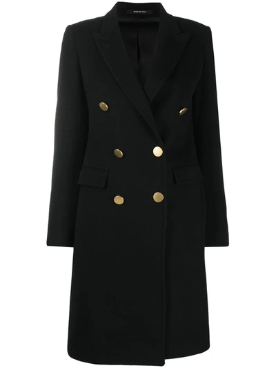 Tagliatore Double-breasted Fitted Coat In Black