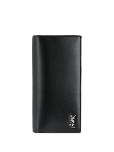 Saint Laurent Logo Plaque Cardholder In Black