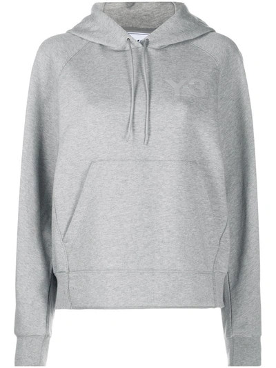 Y-3 Logo-print Cotton Hoodie In Grey