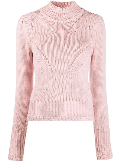 Dondup Perforated High-neck Jumper In Pink