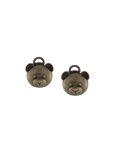 Moschino Bear Logo Stud Earrings In Gold