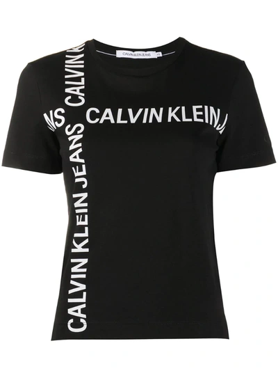 Calvin Klein Jeans Est.1978 Intersecting Logo T-shirt In Black