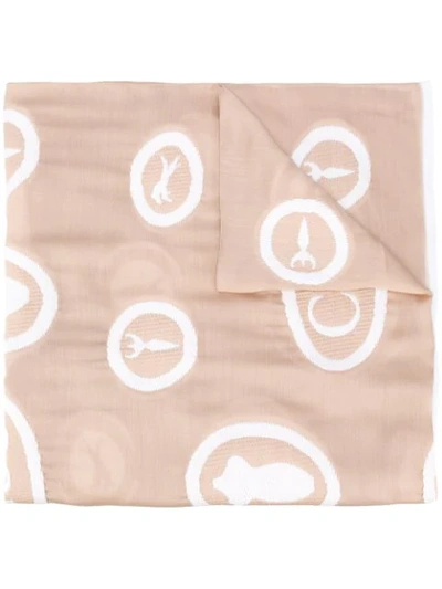 Chloé Embroidered Motif Scarf In Neutrals