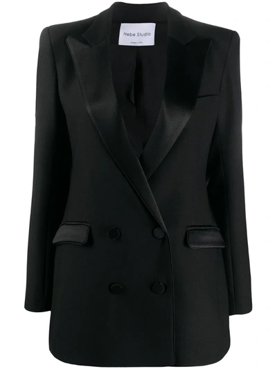 Hebe Studio Fitted Double-breasted Blazer In Black