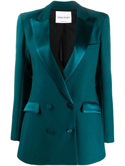 Hebe Studio Fitted Double-breasted Blazer In Green
