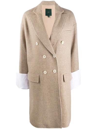 Jejia Double-breasted Coat In Neutrals