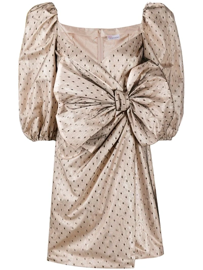 Red Valentino Bow-detail Polka-dot Dress In Neutrals