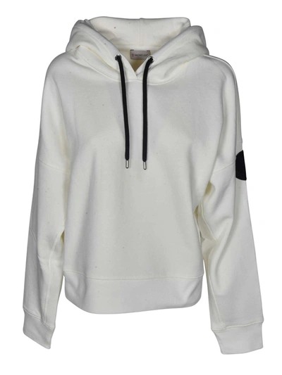 Moncler Hoodie In White With Logo Patch
