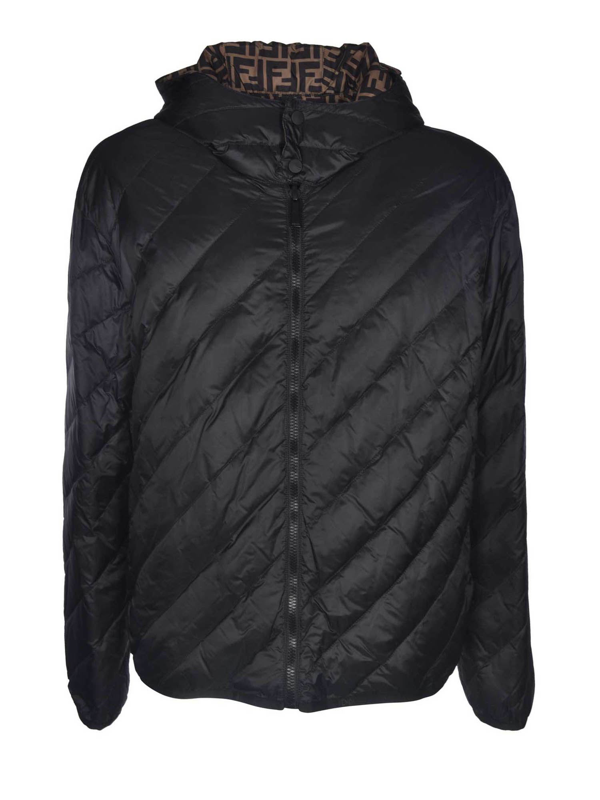 Fendi Reversible Ff Down Jacket In Black | ModeSens