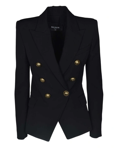 Balmain Double-breasted Jacket In Black With Embossed Buttons