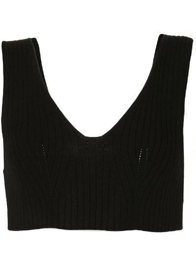 Low Classic Sleeveless Rib Knit Crop Top In Black