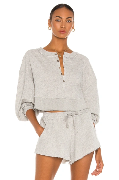 Lovers & Friends Oversized Henley Pullover In Gray