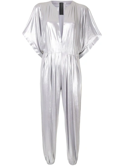 Norma Kamali Rectangle Job Stretch-lamé Jumpsuit In Silver