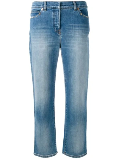 Valentino Rockstud Cropped Jeans In Blue
