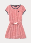 Polo Ralph Lauren Kids' Big Girls Striped Jersey T-shirt Dress In Summer Navy/white