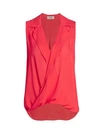 L Agence Hibiscus Freja Draped Silk Blouse