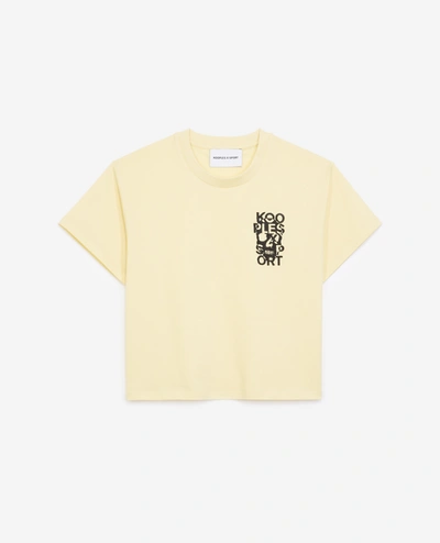 The Kooples Sport Yellow Cotton T-shirt With Embroidered Logo