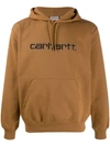Carhartt Hoodie With Logo Embroidery In Brown,black