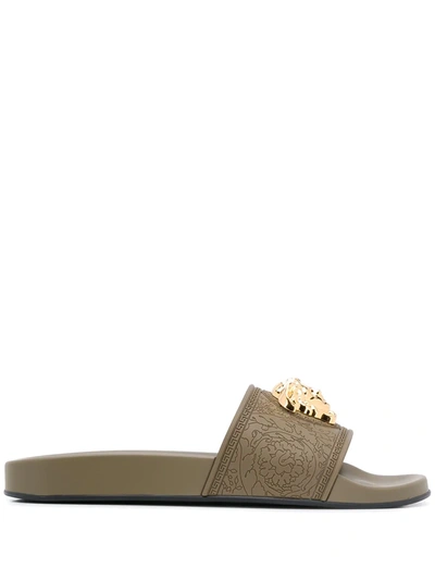 Versace Palazzo Medusa Slide Sandal In Brown