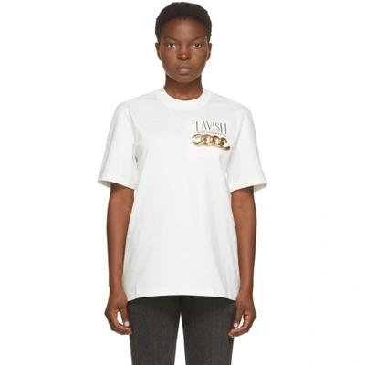Alexander Wang Short Sleeve T-shirt With Print & Chain In 104 Soft Wh