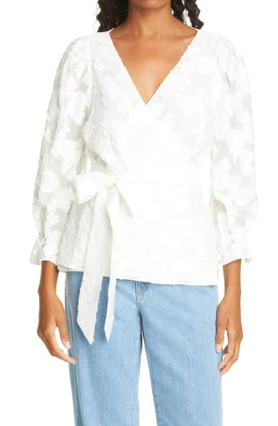 Tanya Taylor Kaylee Jacquard Tie-waist Top In White