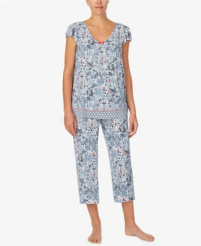 Ellen Tracy Women's Plus Size Short Sleeve Pajama Top In Blue Paisley