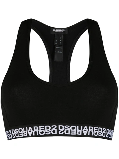 Dsquared2 Logo-trimmed Sports Bra In Black
