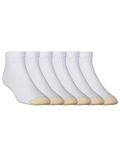 Gold Toe Cotton Cushion Ankle Socks 6-pack In White