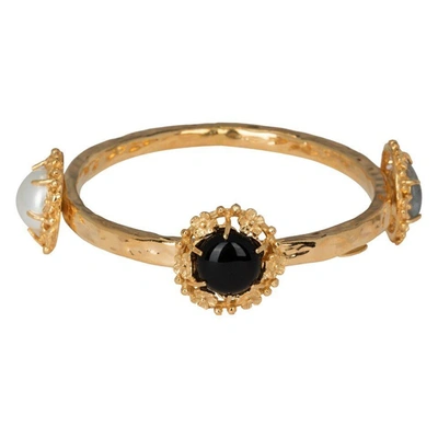 Christie Nicolaides Balbina Bangle Black/pearl In Gold