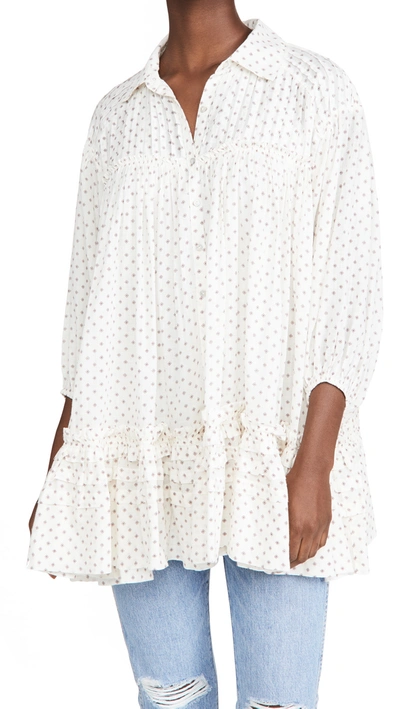 Free People Full Swing Mini Dress In Ivory Combo